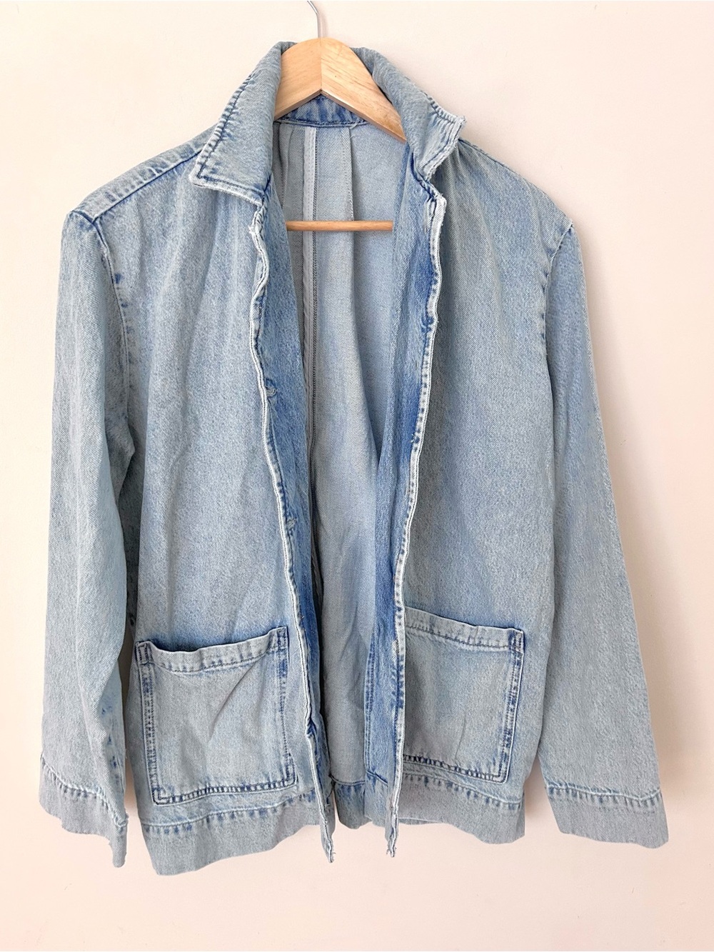 Denim Chore Button Up Light Wash Denim Jacket NWOT Oversized S/M